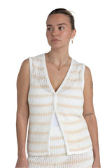 RHYTHM Women's Sol Stripe Longline Knit Vest White Women's Vests Rhythm 