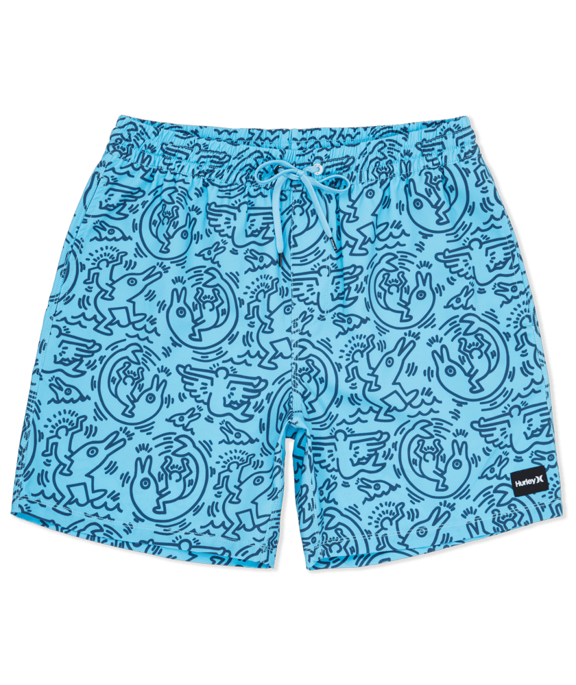 HURLEY Keith Haring Cannonball Volley 17" Volley Shorts Skyline Men's Boardshorts Hurley 
