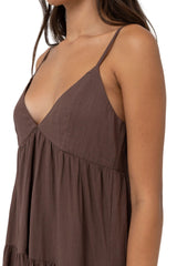 RHYTHM Women's Classic Tiered Mini Dress Chocolate Women's Dresses Rhythm 