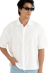 RHYTHM Reverb Relaxed Short Sleeve Button Up White Men's Short Sleeve Button Up Shirts Rhythm 