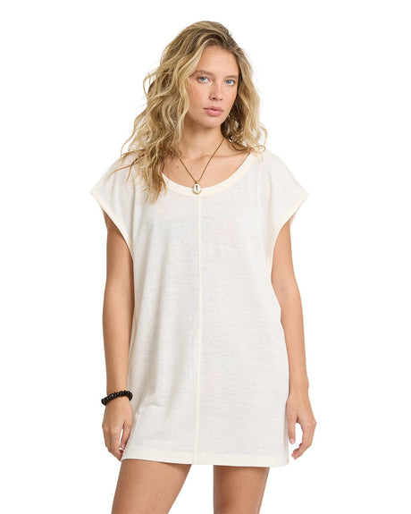 BILLABONG Women's Hallow Wave Mini Short Sleeve Dress Salt Crystal Women's Dresses Billabong 