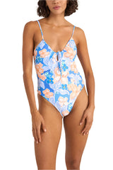RHYTHM Women's Paradise Floral Tie Front One Piece Blue Women's One Pieces Rhythm 