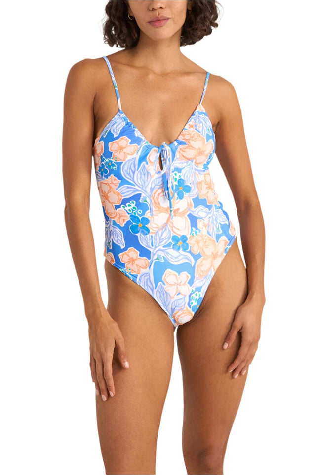 RHYTHM Women's Paradise Floral Tie Front One Piece Blue Women's One Pieces Rhythm 
