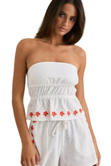 RHYTHM Women's Melia Floral Embroidered Strapless Top White Women's Tank Tops and Halter Tops Rhythm 
