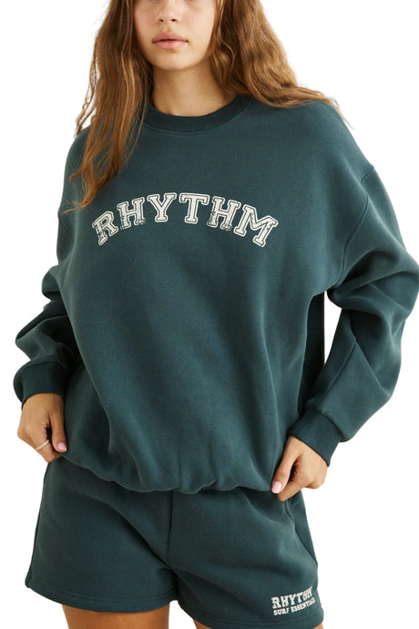 RHYTHM Women's Collegiate Oversized Crewneck Fleece Forest Women's Crewnecks Rhythm 