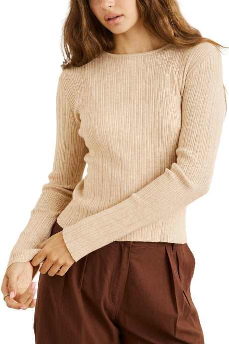 RHYTHM Women's Essential Long Sleeve Knit Top Oat Women's Long Sleeve T-Shirts Rhythm 