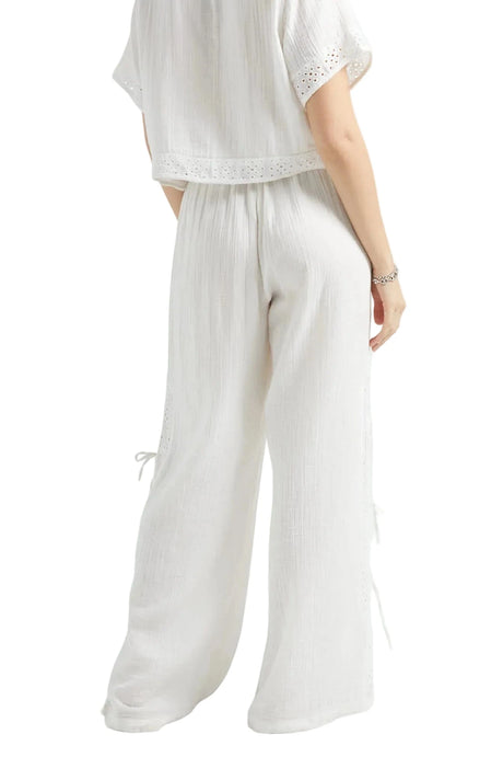 BRIXTON Women's Seaside Eyelet Wide Leg Pant Off White Women's Pants Brixton 
