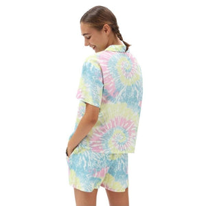 VANS Spiraling Woven Short Sleeve Button Up Shirt Women's Orchid Women's T-Shirts Vans 
