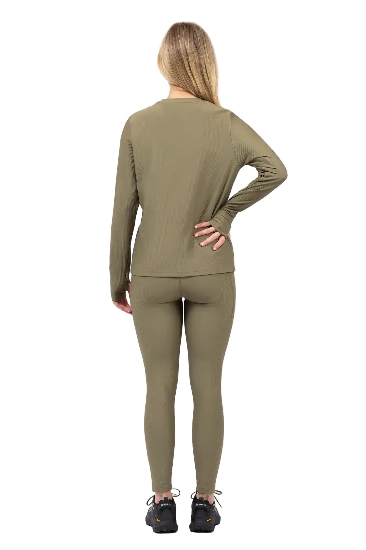 EIVY Women's Versa Loose Fit Rib Base Layer Top Olive Women's Base Layers Eivy 