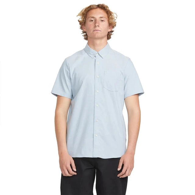 VOLCOM Everett Oxford Short Sleeve Button Up Wrecked Indigo Men's Short Sleeve Button Up Shirts Volcom 