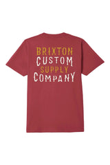 BRIXTON Wheaton T-Shirt Robust Red Worn Wash Men's Short Sleeve T-Shirts Brixton 