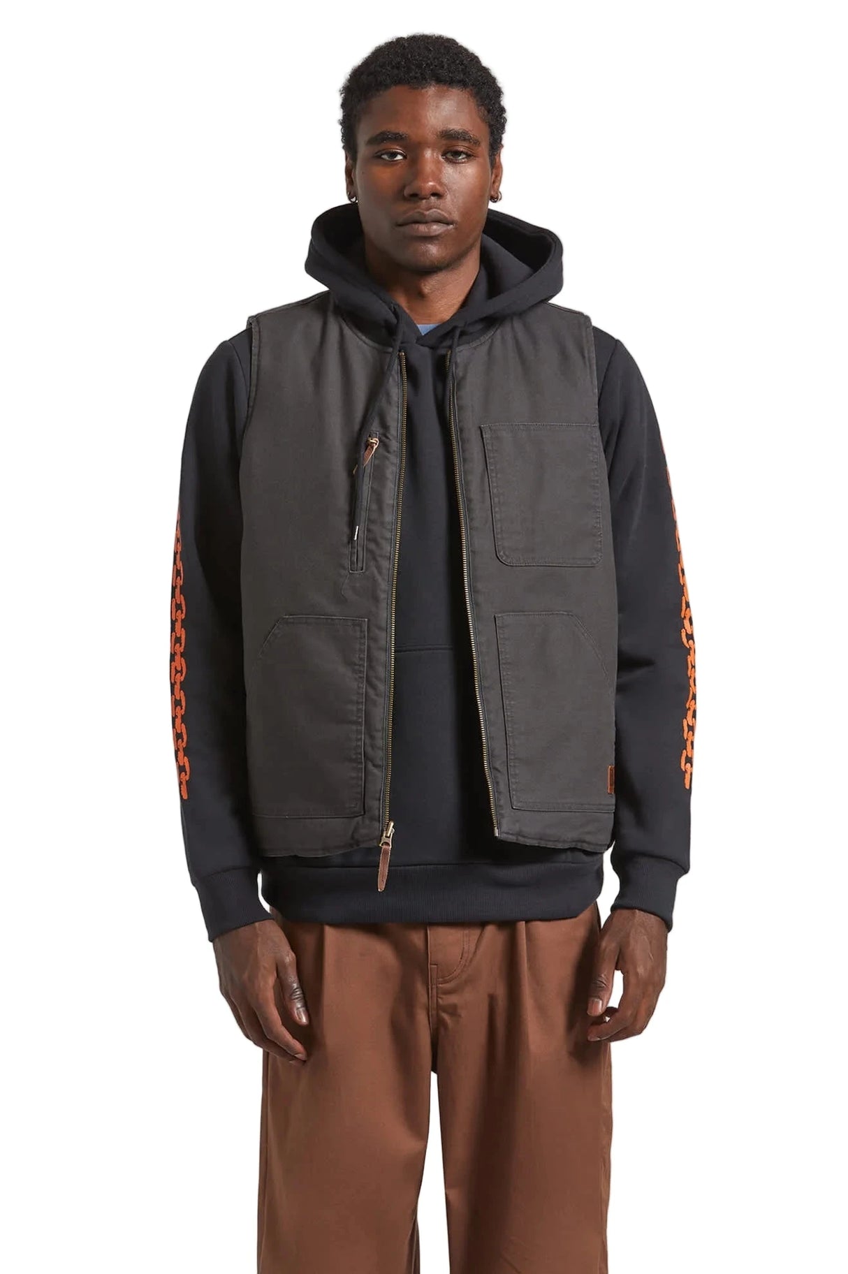 BRIXTON Builders Abraham Reversible Best Bark Camo Men's Vests Brixton 