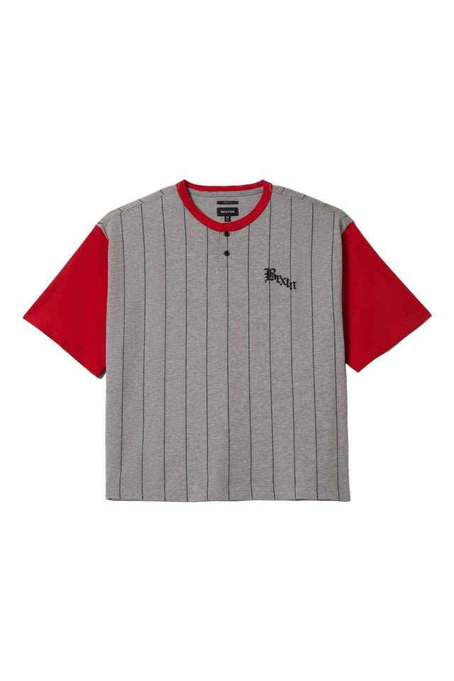 BRIXTON Boxy Baseball T-Shirt Heather Grey/Adrenaline Rush Men's Short Sleeve T-Shirts Brixton 