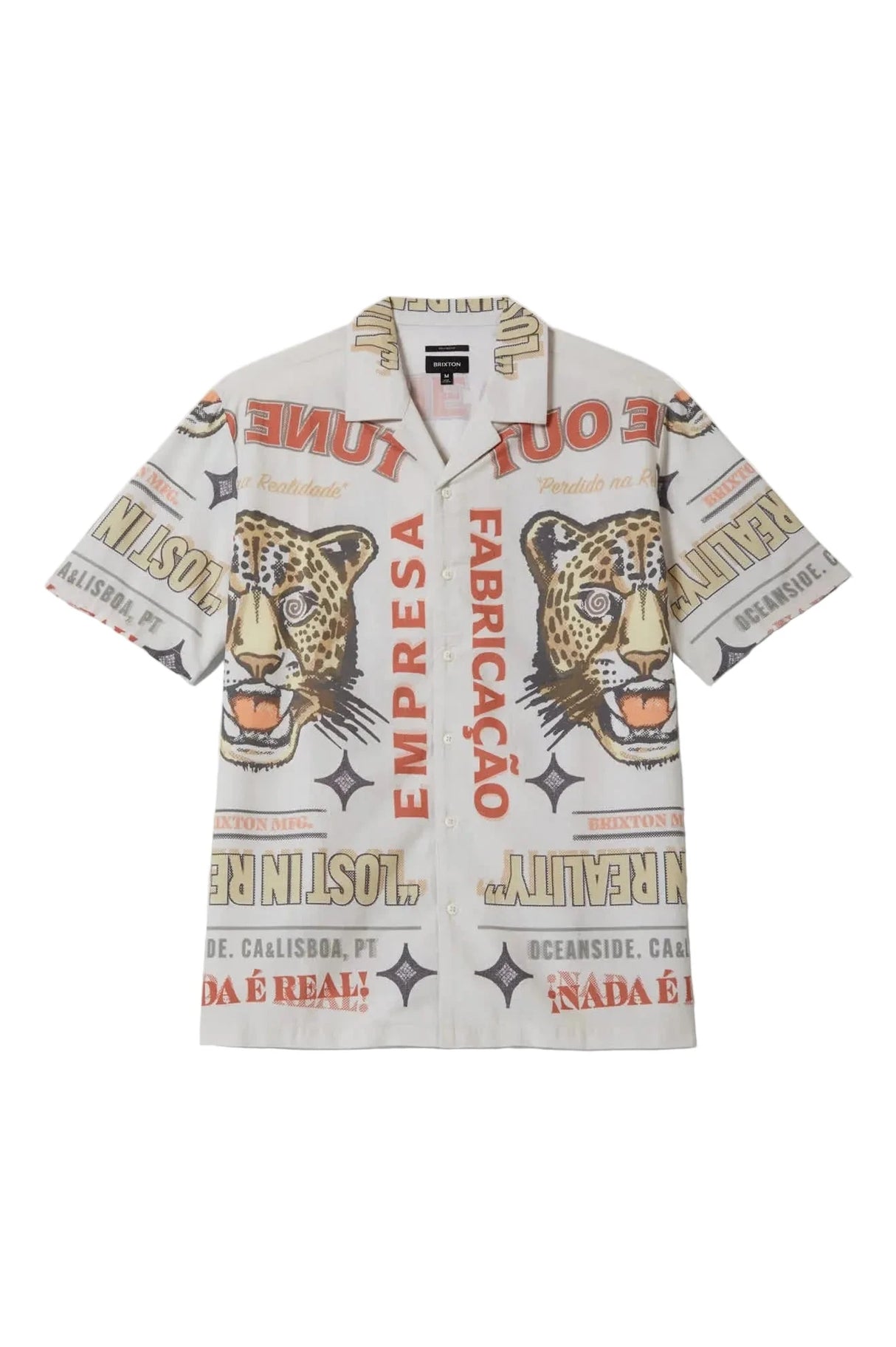 BRIXTON Getaway Camp Collar Shirt Lost In Realty Print Men's Short Sleeve Button Up Shirts Brixton 