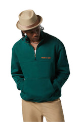 BRIXTON Embroidered Heavyweight Oversized Half Zip Deep Emerald Men's Crewnecks Brixton 