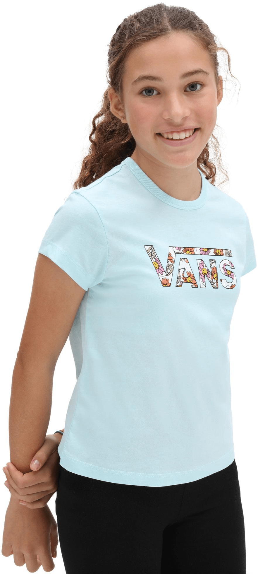 VANS Girl's Elevated Minds Floral Fill Mini T-Shirt Blue Glow Girl's T-Shirts Vans 