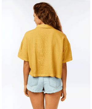 RIP CURL Women's Premium Linen Shirt Gold Women's Blouses Rip Curl 