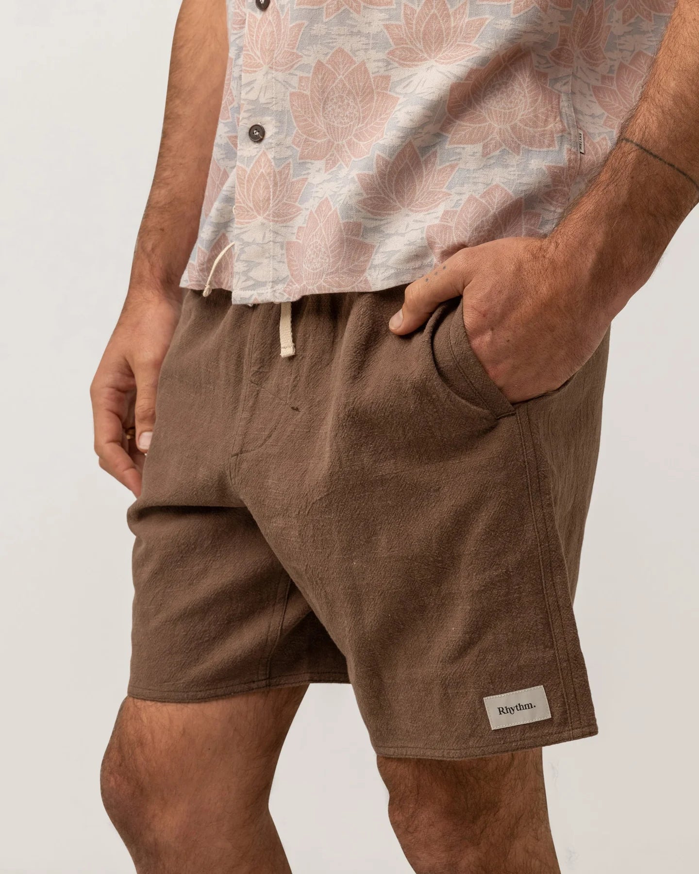 RHYTHM Textured Linen Jam Shorts Silt Men's Walkshorts Rhythm 