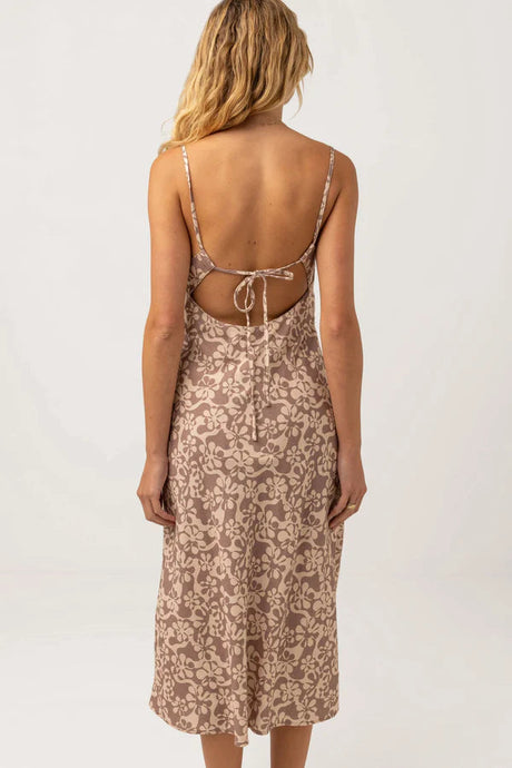 RHYTHM Women's Drifter Floral Bias Cut Midi Dress Chocolate Women's Dresses Rhythm 