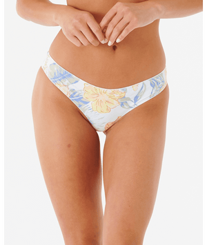 RIP CURL Women's Always Summer Cheeky Coverage Bikini Bottom White Women's Bikini Bottoms Rip Curl 