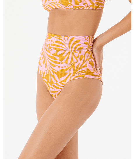 RIP CURL Women's High Waist Cheeky Pant Bikini Bottom Pink Women's Bikini Bottoms Rip Curl 