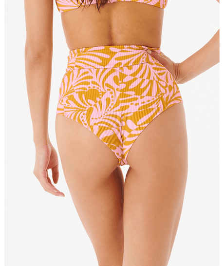 RIP CURL Women's High Waist Cheeky Pant Bikini Bottom Pink Women's Bikini Bottoms Rip Curl 