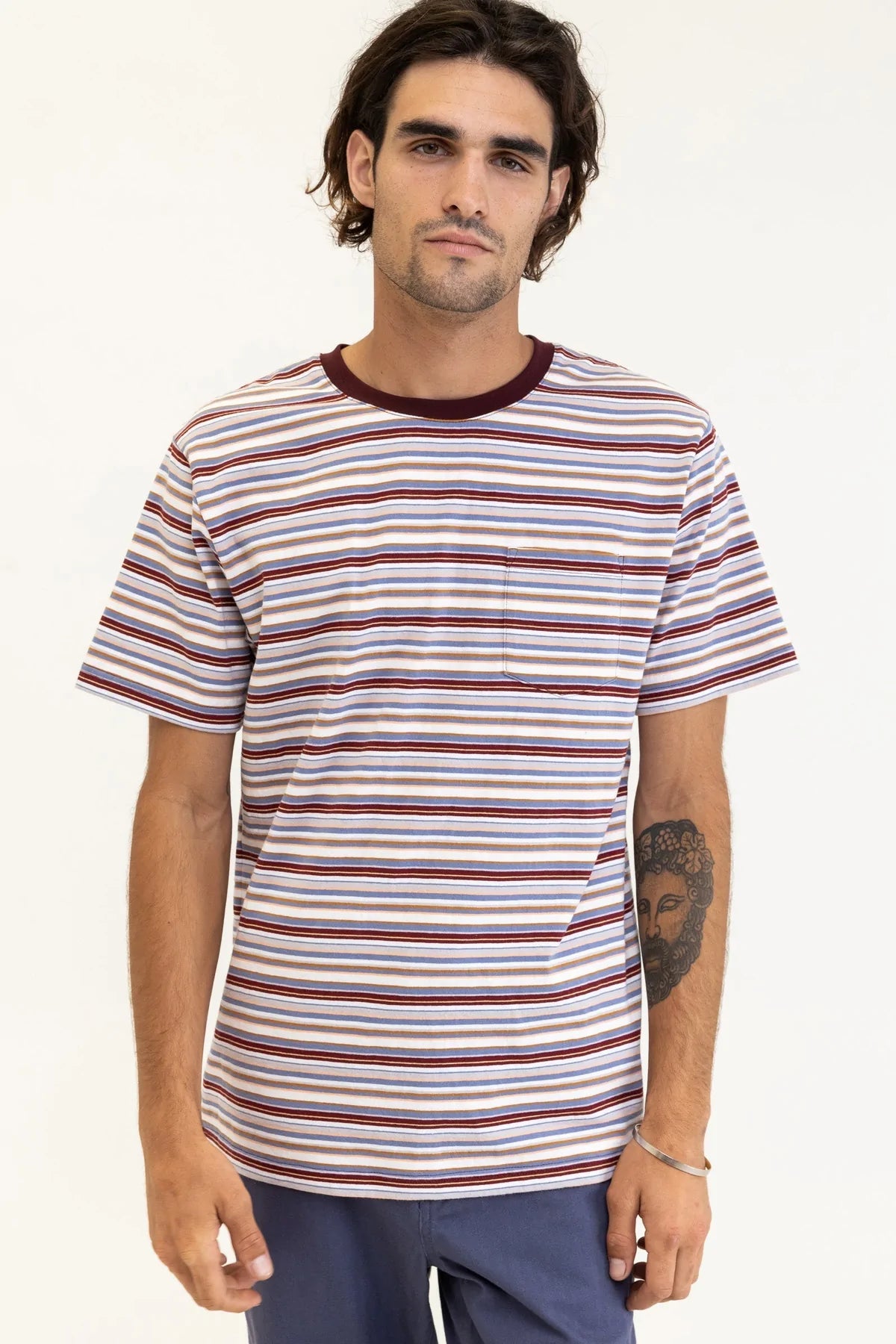 RHYTHM Everyday Stripe T-Shirt Multi Men's Short Sleeve T-Shirts Rhythm 