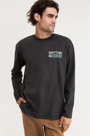 RHYTHM Notch Vintage Long Sleeve T-Shirt Vintage Black Men's Long Sleeve T-Shirts Rhythm 
