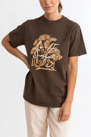 RHYTHM Women's Lo Fi Sunset Boyfriend T-Shirt Dark Oak Women's T-Shirts Rhythm 
