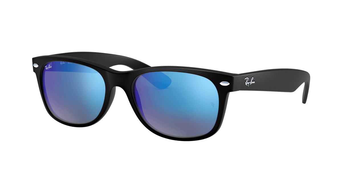 RAY-BAN New Wayfarer Flash Rubber Black - Grey Mirror Blue Sunglasses SUNGLASSES - Ray-Ban Sunglasses Ray-Ban 