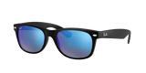 RAY-BAN New Wayfarer Flash Rubber Black - Grey Mirror Blue Sunglasses SUNGLASSES - Ray-Ban Sunglasses Ray-Ban 