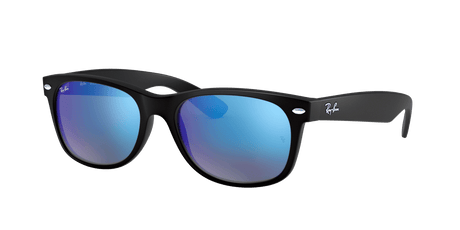 RAY-BAN New Wayfarer Flash Rubber Black - Grey Mirror Blue Sunglasses SUNGLASSES - Ray-Ban Sunglasses Ray-Ban 