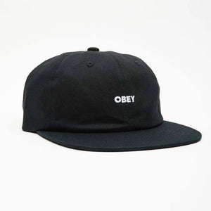 OBEY Bold Twill 6 Panel Strapback Hat Black Men's Hats Obey 