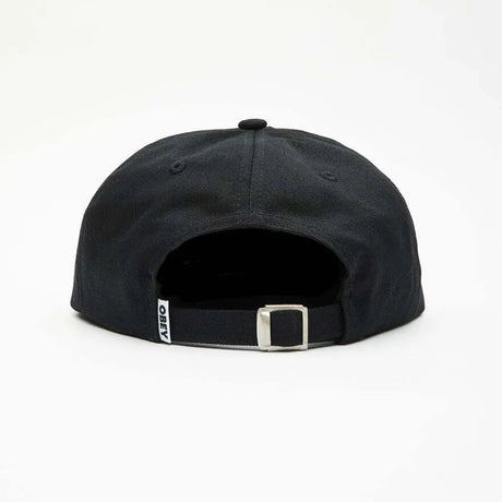 OBEY Bold Twill 6 Panel Strapback Hat Black Men's Hats Obey 