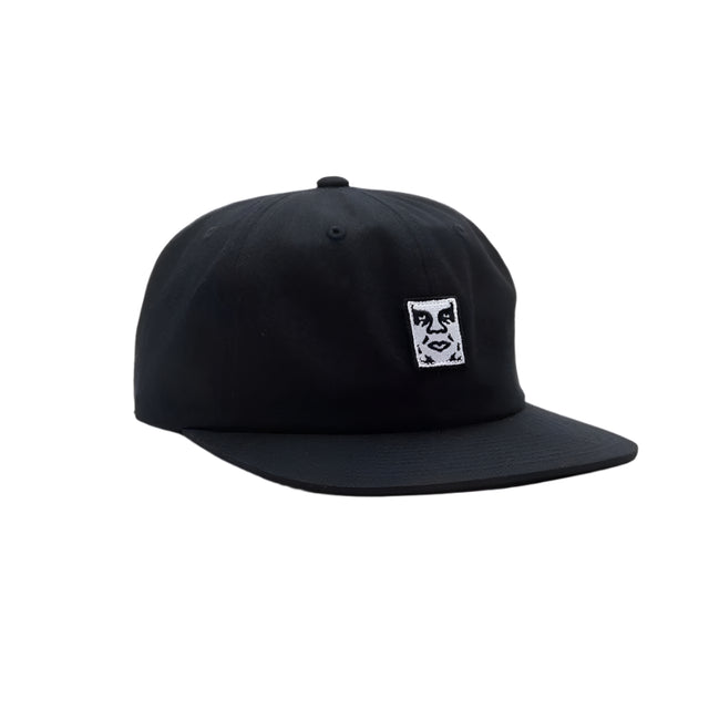 OBEY Icon Patch Panel Strapback Hat Black Men's Hats Obey 