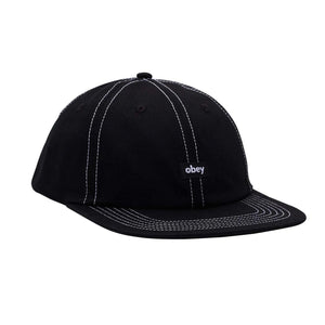 OBEY Mac 6 Panel Snapback Hat Black Men's Hats Obey 