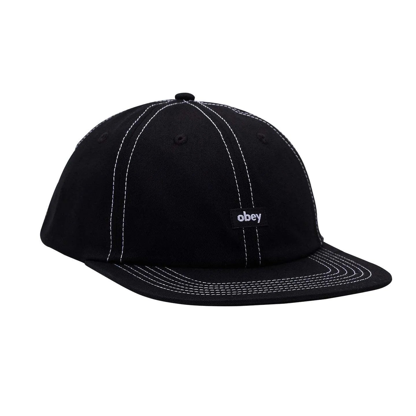 OBEY Mac 6 Panel Snapback Hat Black Freeride Boardshop