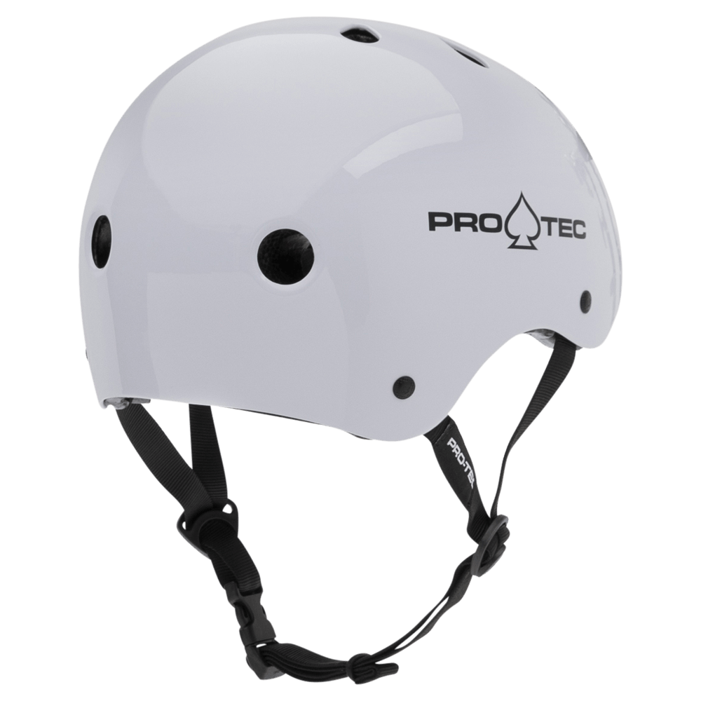 PRO-TEC Classic Certified Skateboard Helmet Gloss White Skateboard Helmets Pro-tec 