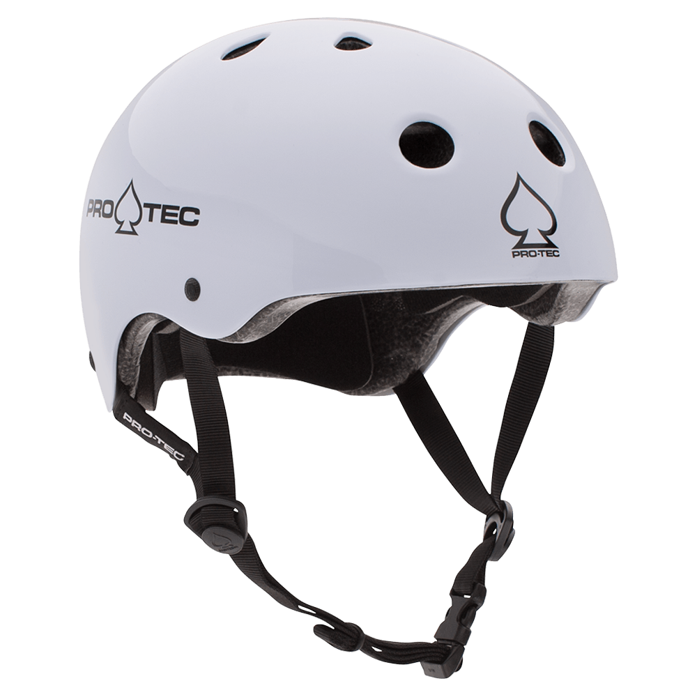 PRO-TEC Classic Certified Skateboard Helmet Gloss White Skateboard Helmets Pro-tec 