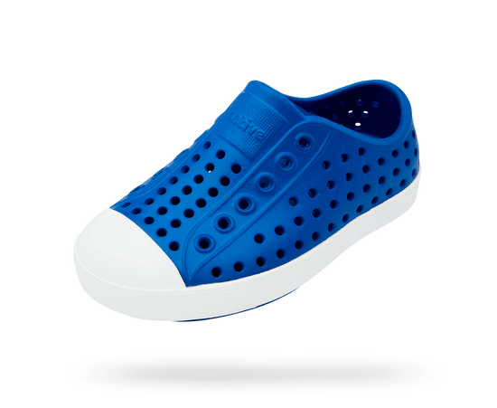 NATIVE Jefferson Child Shoes Victoria Blue/Shell White Youth Native Shoes Native Shoes 