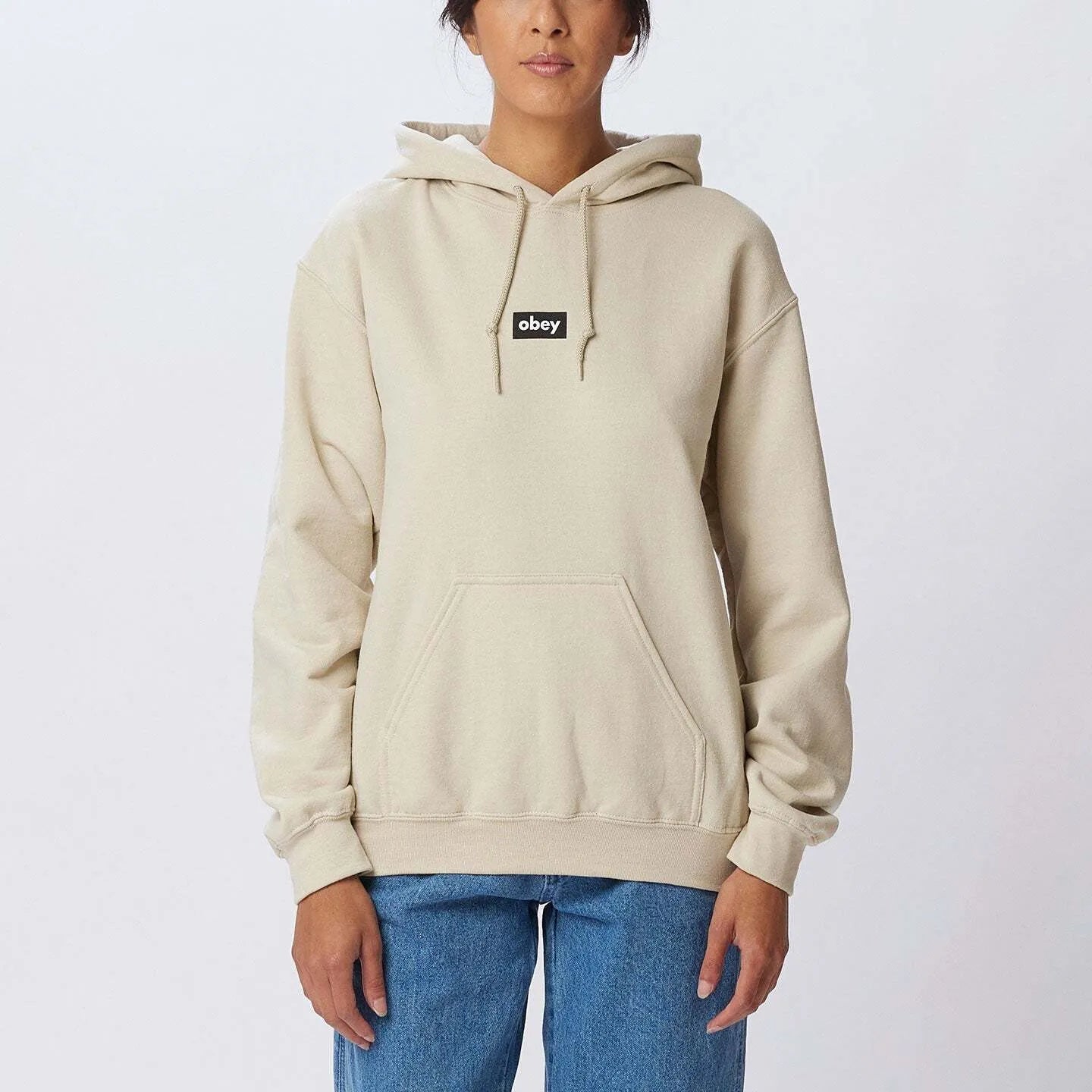 OBEY Women's Obey Tag Old School Pullover Hoodie Sand Women's Pullover Hoodies Obey 