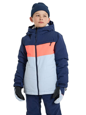 BURTON Boys Ropedrop Snowboard Jacket Dress Blue/Ballad Blue/Tetra Orange 2023 Youth Snow Jackets Burton 