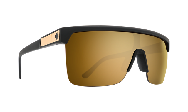 SPY Flynn 5050 Matte Black Gold - HD Plus Bronze With Gold Spectra Mirror Sunglasses