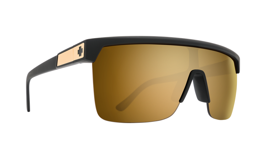 SPY Flynn 5050 Matte Black Gold - HD Plus Bronze With Gold Spectra Mirror Sunglasses