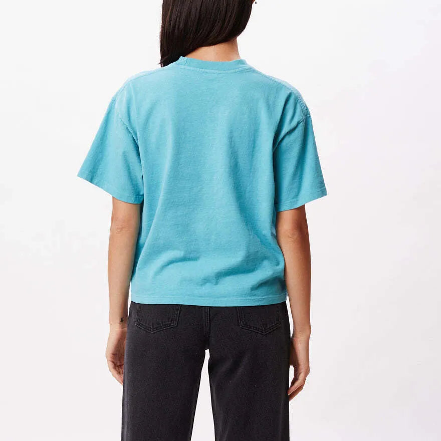OBEY Gum Logo Custom Crop T-Shirt Women's Turquoise Tonic Women's T-Shirts Obey 