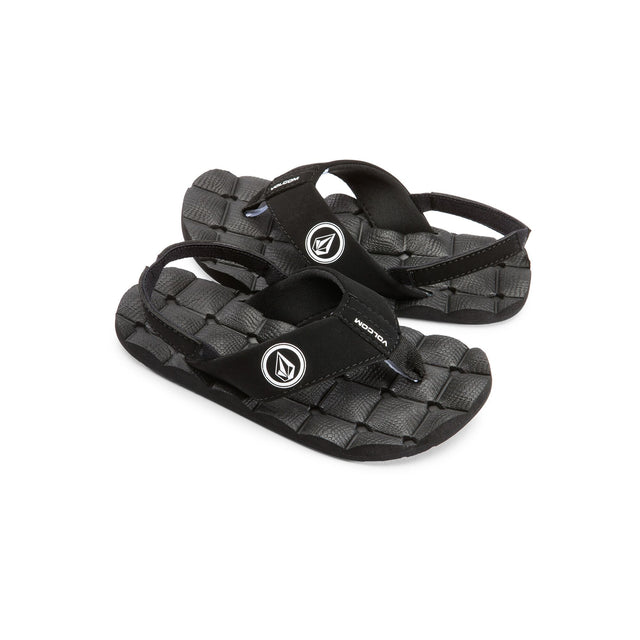 VOLCOM Recliner Sandals Little Youth Black White