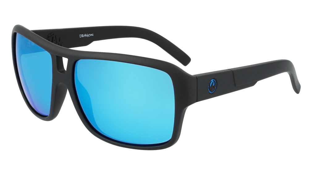 DRAGON The Jam Small Matte Black H2O - Blue Ion Polarized Sunglasses SUNGLASSES - Dragon Sunglasses Dragon 