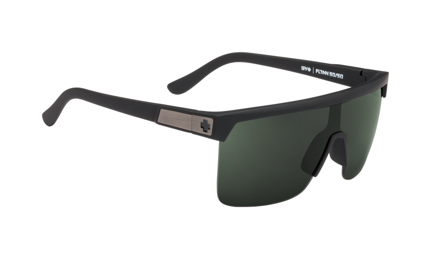 SPY Flynn 5050 Soft Matte Black - HD Plus Grey Green Sunglasses