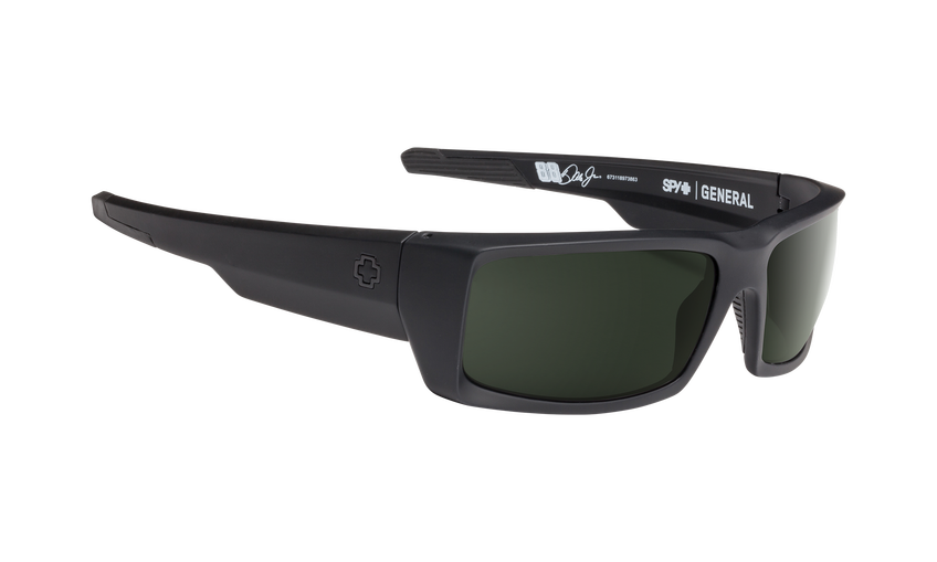 SPY General Soft Matte Black - HD Plus Grey Green Sunglasses