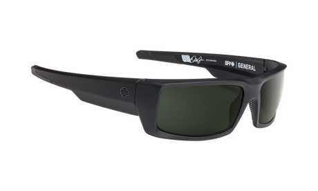 SPY General Soft Matte Black - HD Plus Grey Green Sunglasses